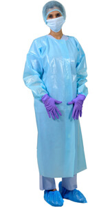 Surgical gowns: 45 to 90 GSM Laminated PP Non Woven Fabric with PE Coating